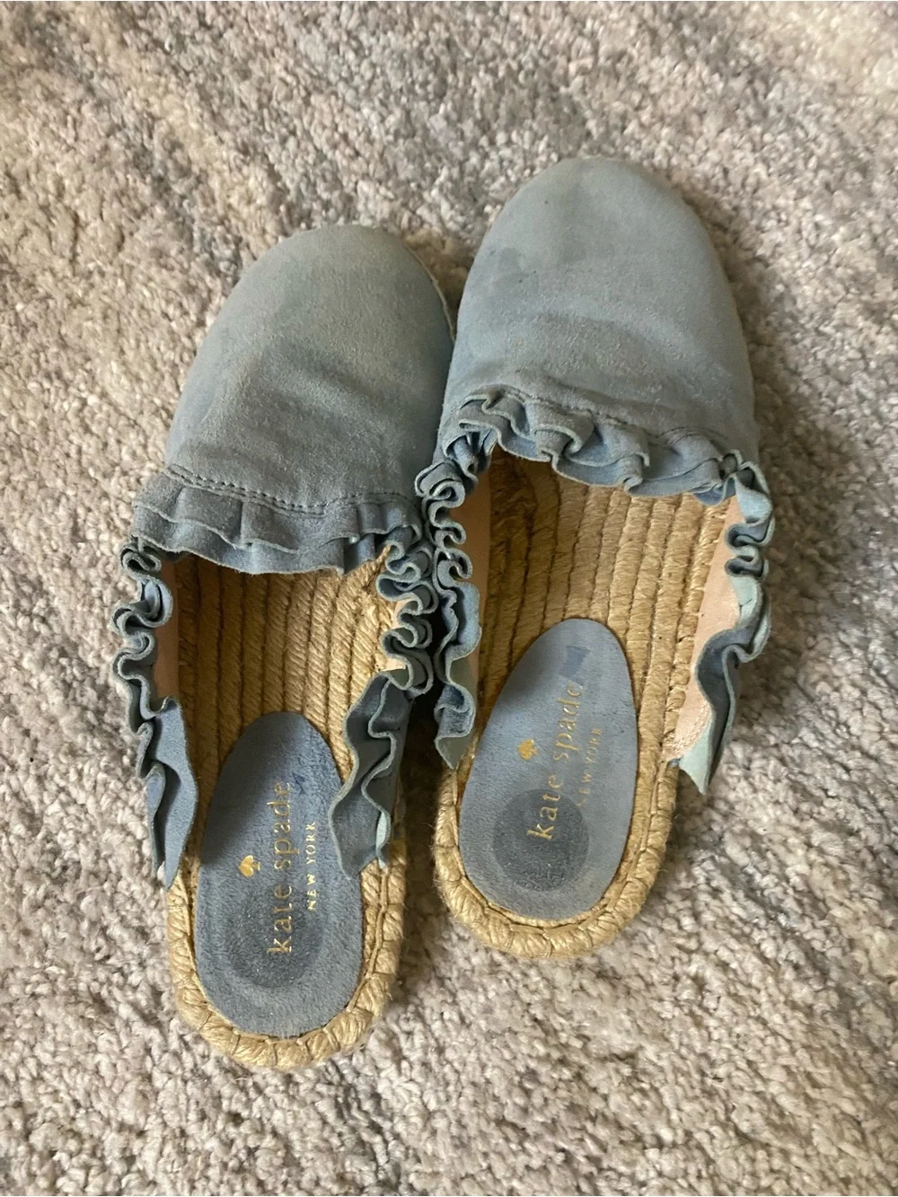 kate spade Light Blue Ruffle Espadrille Mule